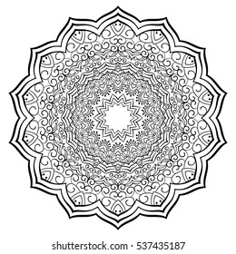 Round ornamental mandala for coloring book Isolated design element Vector illustration