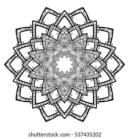 Round ornamental mandala for coloring book Isolated design element Vector illustration