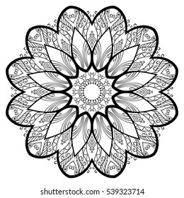 Round ornamental mandala for coloring book Isolated design element Vector illustration