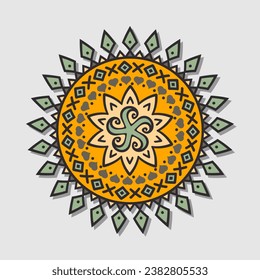 Round ornamental mandala colorinng bright.