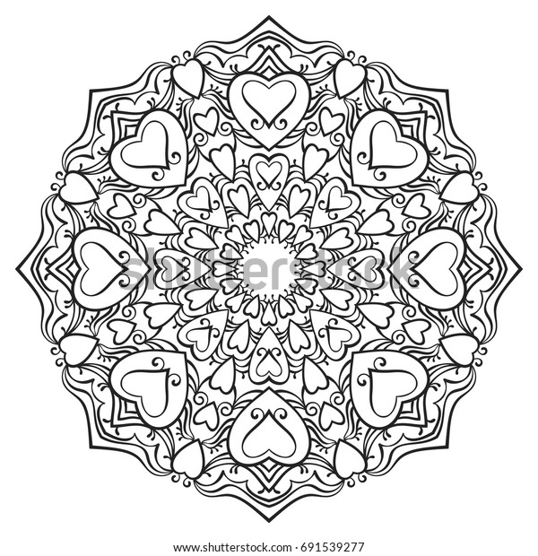 Download Round Ornamental Mandala Heart Design Elements Stock ...