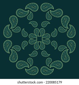 Round ornamental paisley pattern