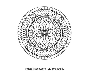 Round ornamental pattern for coloring. Linear vector drawing.