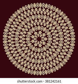 Round ornamental texture. Oriental arabesque pattern background. Vector illustration.
