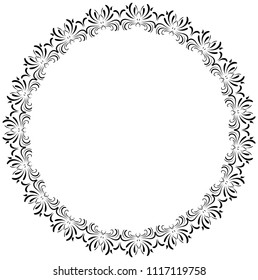 Round ornamental vector frame, romantic wedding border silhouette