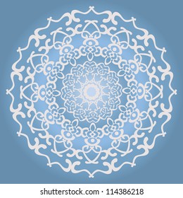 round ornamental vector shape of blue and white colors. isolated on white. oriental arabesque pattern background.