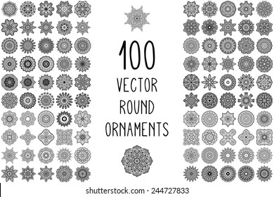 Round ornaments collection. Vintage decorative elements. Hand drawn background. Islam, Arabic, Indian, ottoman motifs. 