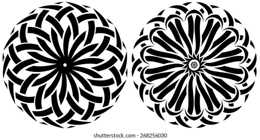 Round ornaments on a white background. Vector set of tribal