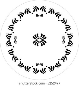 round ornaments of petal flower black and white