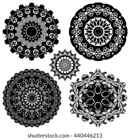 Round ornaments. Set. Vector illustration