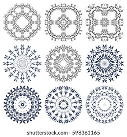 Round ornaments. Set. Vector illustration