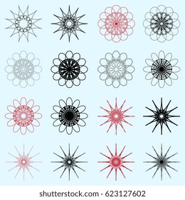 Round ornaments. Set. Vector illustration