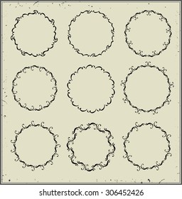 Round ornate frames set.