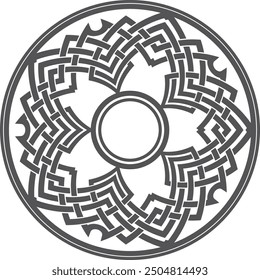 Round ornate monogram. Black line pattern logo