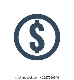 moneda de un dólar de contorno redondeado, icono vector