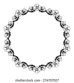 round outline frame with flowers