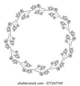 Round outline frame with shamrock contour, outline
