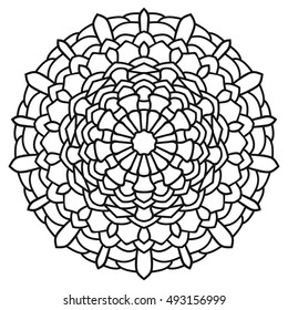 Round outline Mandala for coloring book. Vintage decorative elements