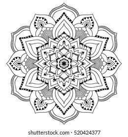 Round outline Mandala for coloring book. Vintage decorative elements