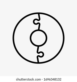 Round outline puzzle presentation. Abstract contour 2 pieces puzzle circle infographic