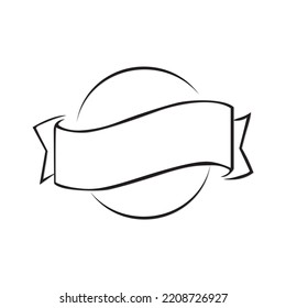 Round outline ribbon vector illustration isolated on white background