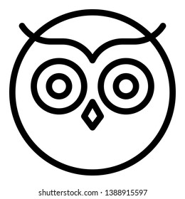 Round owl face icon. Outline round owl face vector icon for web design isolated on white background