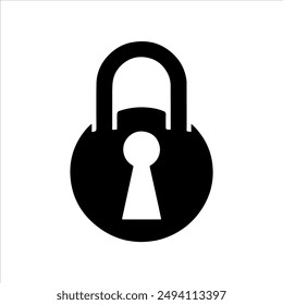Round padlock silhouette on white background. Round padlock icon vector sign illustration design.
