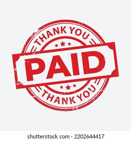 Round Paid and Thank you. Grunge rubber stamp. vector illustration eps