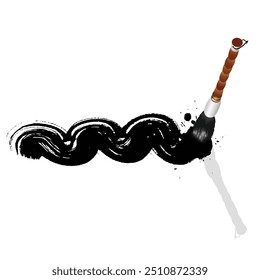 Round Paint brush Black Color Stroke, Vector Background.