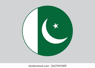 Round Pakistan flag . Pakistan flag circle . Pakistan flag button . Vector illustration. EPS10