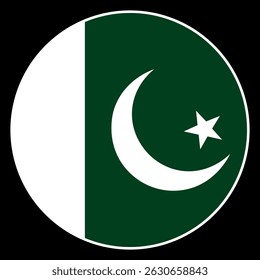 Round Pakistan flag . Pakistan flag circle . Pakistan flag button . Vector illustration