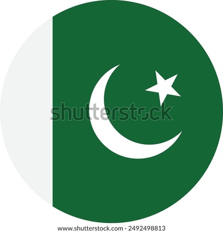 Round Pakistan flag . Pakistan flag circle . Pakistan flag button . Vector illustration