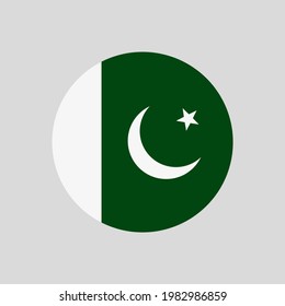 Round Pakistani flag vector icon isolated on white background. The flag of Pakistan in a circle.