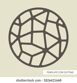 Round panel with a geometrical pattern of lines and triangles. Template for laser cutting (cnc), wood carving, paper cut or printing. Vector illustration. 