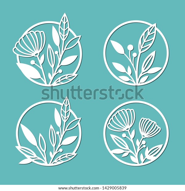 Round Panels Decorated Floral Patterns Set Stock Vector (Royalty Free ...