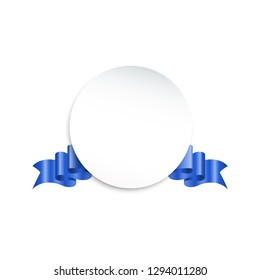 round paper banner with blue color ribbon for design