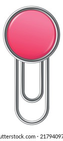 Round paper clip. Bookmark button realistic stationery