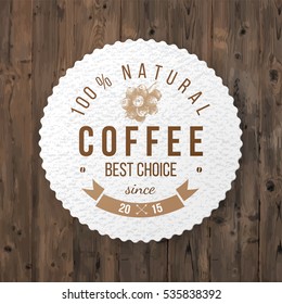 Round paper coffee emblem 