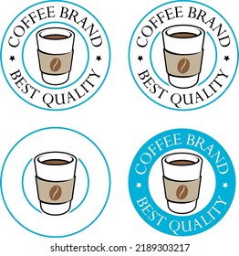 Café de papel redondo o icono de la Tea Cup con texto aislado en fondo blanco