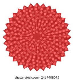Round paper fan with dots - hand drawn vector illustration.