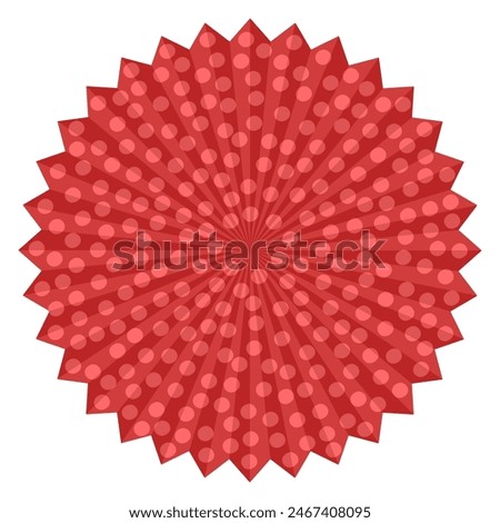 Round paper fan with dots - hand drawn vector illustration.
