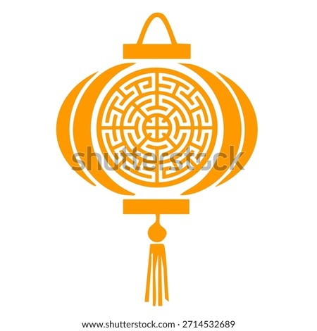 Round Paper Lantern Icon with Decorative Tassel Element