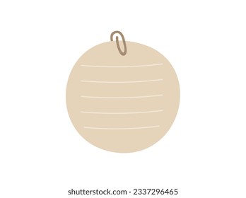 Round paper scrap with clip, Ripped page piece. Torn note paper page, Vector illustration