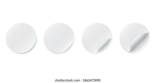 Round paper sticker template with bent edge and shadow, 