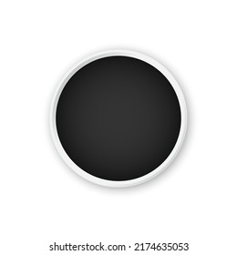 Rundpapier-Vektor. Leere schwarze Papiertüte. Vektorrunde Platte Illustration auf weißem Hintergrund.