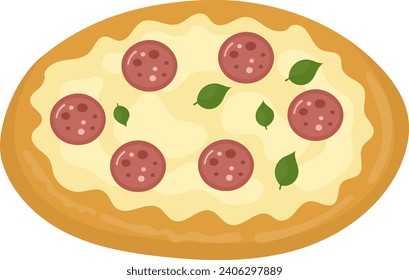 round papperoni pizza cheese and basil pizza day
