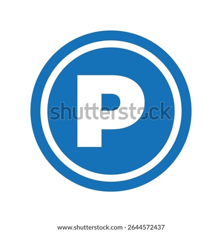 Round Parking Sign Icon Blue P Symbol in Circular Shape Design Vector