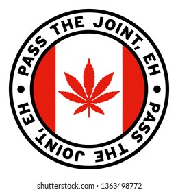 Round Pass The Joint, Eh Canada Marijuana Flag Clipart