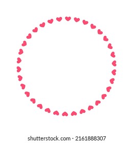 Marco pastel redondo con diseño de patrones de corazón. Sencillo elemento decorativo mínimo del Día de San Valentín.