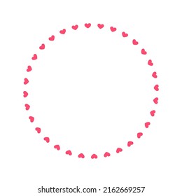 Round pastel frame with heart pattern design. Simple minimal Valentine's Day decorative element.